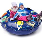 55" Snow Tube - Large, Durable, and Cold-Resistant Sled for Kids & Adults with Sturdy Handles for Snowboarding Fun.