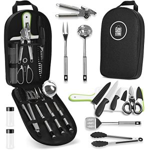 I LOVE PORTABLE STORE Camp Kitchen Utensil Set - 11 Piece Camp Kitchen Organizer, Tailgating Cooking Tools, BBQ Cooking Utensils Set, Journey Grill Set, Camp Cooking Equipment.
