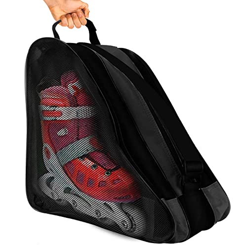Curler Skate Bag, Breathable Ice Skate Luggage with Adjustable Shoulder Strap, Oxford Fabric Skating Sneakers Storage Bag, for Ladies Males and Adults Curler Skate Equipment(Black).