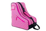 Curler Skate Bag for Ladies, Pink, Shops Inline, Quad, or Ice Skates, 3 Zippered Pockets with Small Storage Compartment for Skating Equipment, Carry Deal with and Shoulder Strap.