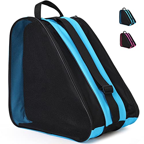 Carry Your Skating Gear in Style with Our High-Capacity Roller Skate Bag - Breathable, Waterproof, and Adjustable for Children and Adults (Blue)!
