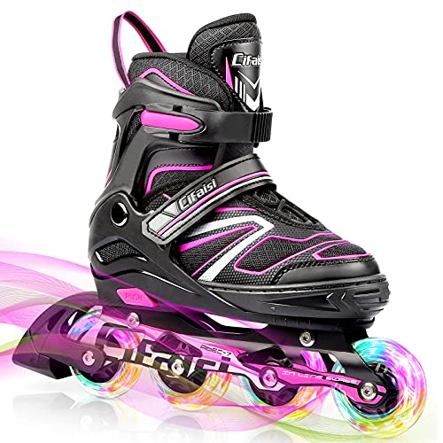 Inline Skates for Children and Adults, Adjustable Curler Skates Blades for Grownup Ladies Males Women Boys with Gentle Up Wheels, Good for Indoor Out of doors Yard Skating.