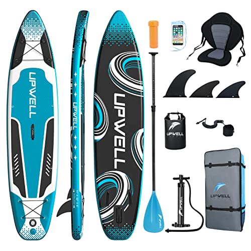 11ft Inflatable Stand Up Paddle Board with Kayak Seat, Premium SUP Modular Paddle Boards for Adults, Blow up Paddle Boards 6” Thick, Cyclone.