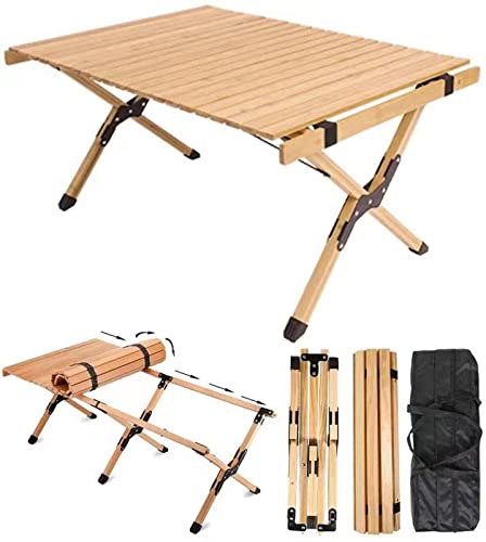 Low Floor Moveable Picnic Desk for Outside Bamboo Folding Tenting Tables for Picnics, Indoor, Outdoor, Seaside, Backyard BBQ, Yard, Patio, Tenting, Journey (Medium).