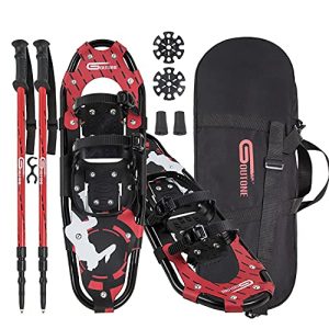 30 Inches Mild Weight Snowshoes for Grownup Girls Males , Aluminium Alloy Terrain Snow Sneakers for Mountain climbing and Heel Carry Riser for Mountaineering with Trekking Poles and Carrying Tote Bag. 