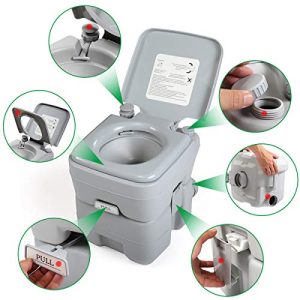 Upgraded Portable Toilet for Outdoor Adventures: 5.3 Gallon (20L) Flush Camping Toilet for Car, Boating, and Camping.