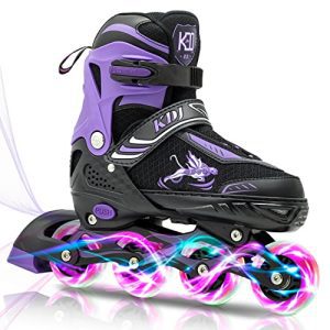 Inline Skates for Children, Curler Blades, Adjustable Curler Skates with 4 Illuminating Pu Wheels, Outside Indoors Excessive Efficiency Curler Blades for Children Boys Ladies Newcomers.