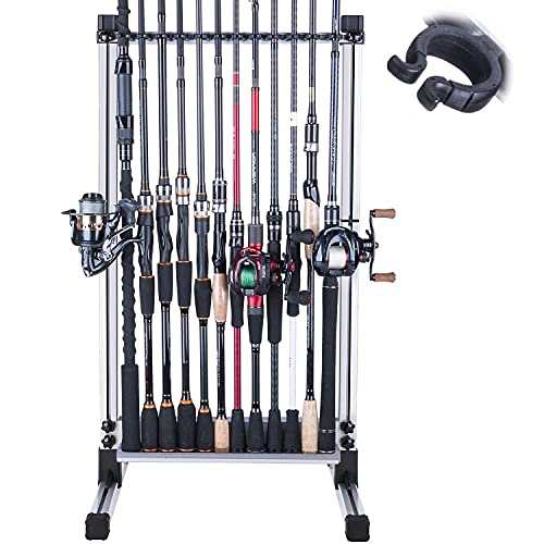 Patented Fishing Rod Holder, 24 Rods Aluminum Pole Rack-House Saving Organizer Excellent for House Storage Storage Most Kinds of Fishing Rods and Combos.