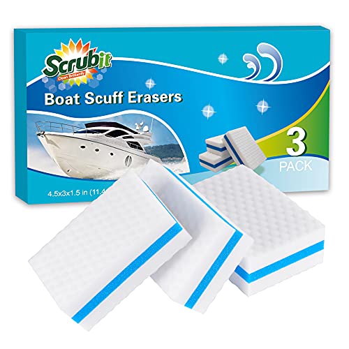 Marine Magic: 3-Pack Boat Scuff Eraser Sponges for Quick & Easy Removal of Black Streaks & Dust.