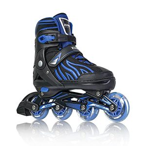 Boys Youngsters Adjustable Inline Skates, Women Inline Skates for Youngsters, Newbie Curler Skates for Women Males and Women Outside Blue Dimension 10.