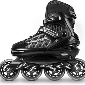 Adjustable Inline Skates for Adults, Protected and Sturdy Blades Curler Skates with Big Wheels, Excessive Efficiency Skilled Skates for Males Ladies Black Measurement 5 6 7 8.