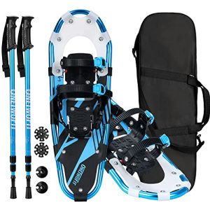 Conquer the Winter Wilderness in Style: Introducing our 3-in-1 Snowshoes for Men, Women, and Youth - 25 Inch Light-weight Aluminum Alloy Snowshoes with Trekking Poles and Portable Storage Bag, Supporting up to 350 LBS!