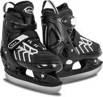 Adjustable Youngsters Ice Skate Footwear for Boys, Comfortable Padding and Bolstered Ankle Assist Gray Ice Hockey Skates.