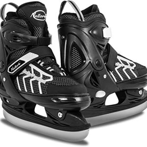 Adjustable Youngsters Ice Skate Footwear for Boys, Comfortable Padding and Bolstered Ankle Assist Gray Ice Hockey Skates.
