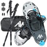 Snowshoes with Poles - Lightweight Aluminum Snow Shoes with Heel Lifts & Adjustable Bindings, Perfect for Snowshoeing, Skiing, Men Women Kids, 30.