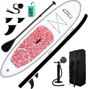 Feath-R-Lite Inflatable Stand Up Paddle Board 10'x30''x6'' Extremely-Gentle (16.7lbs) SUP with Paddleboard Equipment, Three Fins, Adjustable Paddle, Pump,Backpack, Leash, Waterproof Cellphone Bag.