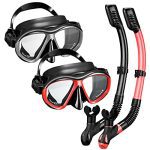Snorkeling Gear for Adults(2 Pack), Free Respiratory & Anti Leak Scuba Masks and Snorkel, Anti-Fog & 180° Panoramic Broad View Grownup Snorkeling Set, Suits All with Adjustable Strap.