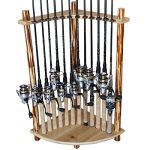 Rush Creek Creations Rustic Log 12 Fishing Rod Storage Nook Rack - Handcrafted Strong Pine - No Software Meeting, wooden.