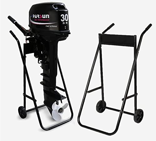 Outboard Motor Stand Cart Dolly Heavy Obligation Boat Motor Stand with 2 Wheels, Folding Small Outboard Motor Stand Outboard Engine Service Transportable for Storage , 165 LBS.