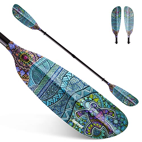Unleash Your Inner Adventurer with the Hornet Watersports Fiberglass Kayak Paddle: Perfect for Touring, Fishing, and Boating - 90.5 Inches/230CM Adjustable with Carbon Fiber Shaft - Ideal Kayaking Equipment for Adults!