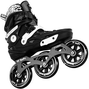Enhance Your Skating Experience with 3-Wheel 110mm Inline Skates for Men and Women | Professional Outdoor Fitness Inline Speed Skates in Black-White.