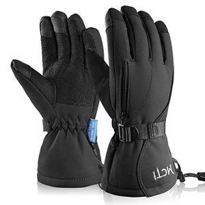 Waterproof Mens Ski Gloves Winter Heat 3M Thinsulate Snowboard Snowmobile Chilly Climate Gloves Black Medium.