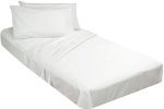 Fitted Sheets for Camping Cot Mattress - 33 x 75 inches, White Solid Cotton, 4 Piece Set for Twin/Cot Size/RV Bunk/Guest Bed Replacement