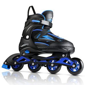 Adjustable Inline Skates for Women and Boys | Size 9 Adult Inline Skates | Beginner Roller Skates for Girls and Men | Youth Roller Blades for Outdoor | Black Blue