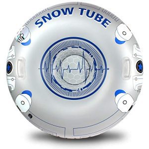 47 Inch Super Wide Snow Tube - Heavy Duty Inflatable Sled for Kids and Adults, Made with 0.6mm Thickened Material (Silver)