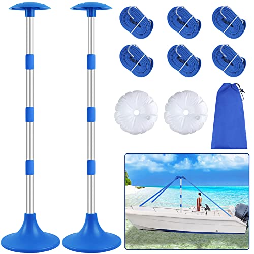 Premium High quality Boat Cowl Assist Poles 2 Pack, Aluminum Assist Pole for Boat Cowl with Webbing Strap, Extension Boat Cowl Assist Poles Adjustable Top at Will from 22.6” to 58” (Blue).