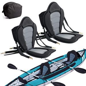 2 Pack of Kayak Seat Deluxe Padded Canoe Backrest Seat Sit On High Cushioned Again Assist SUP Paddle Board Seats with Removable Storage Bag 4 Adjustable Straps for Kayaking Canoeing Rafting Fishing.