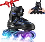 Upgrade Your Skating Skills with Adjustable 4 Size Inline Skates for Kids, Girls, Boys, and Teens | Black Roller Blades for Beginners, Children, Girls, Boys, and Men
