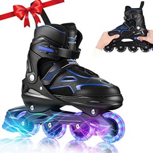 Upgrade Your Skating Skills with Adjustable 4 Size Inline Skates for Kids, Girls, Boys, and Teens | Black Roller Blades for Beginners, Children, Girls, Boys, and Men