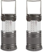 LED Tenting Lantern, 2 Pack Portable Camping Light, Collapsible and Brightness Adjustable LED Light for Home Emergency, Camping, Climbing, and Hurricane - Grey.