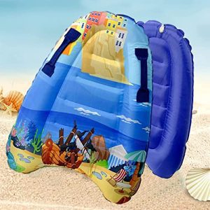 Inflatable Boogie Boards for Seaside, Light-weight Surfboard Comfortable Physique Boards for Seaside Youngsters Slip and Slide Race Raft with Handles for Seaside Toys.