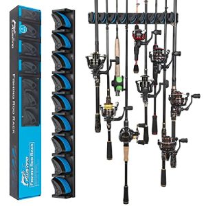 Vertical Fishing Rod Holder, Wall Mounted Fishing Rod Rack, Fishing Pole Holder Holds As much as 9 Rods or Combos, Fishing Rod Holders for Storage, Matches Most Rods of Diameter 3-19mm.