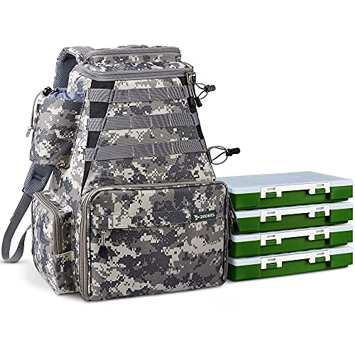 Get Hooked on the Ultimate Fishing Tackle Backpack: 2 Rod Holders, 4 Tackle Boxes, and Massive Storage for Trout Fishing and Outdoor Adventures!