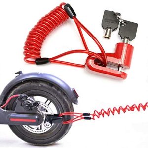 Disc Brake Lock for Electrical Scooter, Anti-Theft Padlock Wheel Safety Lock 6mm Pin with 4 ft Reminder Cable Snackle match for M365 Scooter.