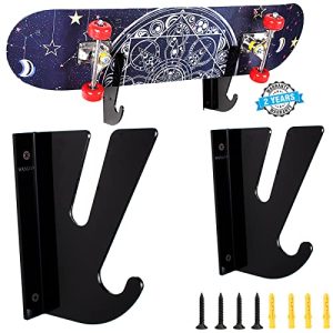 Display Your Skateboard with Style: 2-Pack Longboard Wall Mount and Stand Hooks for Skateboard Storage
