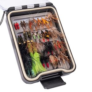 36PCS Fly Fishing Flies Package, Hand Tied Trout Bass Fly Assortment with Fly Field, Dry Moist Nymph Flies Streamers Fly Fishing Gear Present.