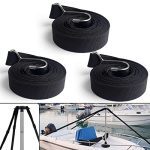 Adjustable Boat Cover Support Poles with Stainless Steel Hooks - 3 Pack Black Straps 1inch W x 11.5ft L.