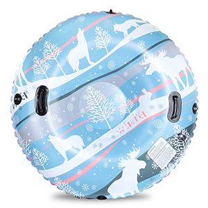 Snow Tube 47 Inch Double-Layer Thickened Snow Tubes for Sledding Heavy Responsibility, Tremendous Massive Inflatable Tube Sled for Boys Women Children Adults with Rope.