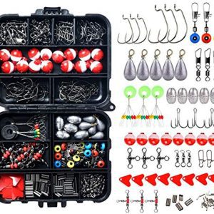 264PCS Fishing Equipment Kits with Deal with Field Saltwater Freshwater, Fishing Deal with Lure Kits Together with Jig Hooks, Cross Barrel Swivel, Barrel Snap Swivel, Sinker Slides,Lead Sinker, Treble Hooks.