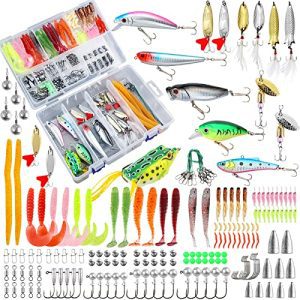 327PCS Fishing Lure Sort out Bait Equipment for Freshwater Fishing Sort out Field with Sort out Included Crankbaits, Mushy Worm, Spinner, Spoon, Topwater Lures, Hook, Jigs for Bass Trout Fishing. 
