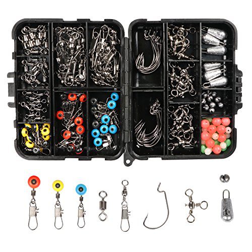 Fishing Equipment Equipment for Freshwater/Saltwater, Fishing Set with Sort out Field, Fishing Hooks, Weights, Jig Heads, O-Rings, Barrel Swivels, Fastlock Snaps, Fishing Beads, Area Beans(Saltwater).