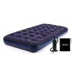Twin Tenting Air Mattress, 9" Raised Inflatable Air Mattress, Consolation Flocked Moveable Blow up Mattress with Patch Equipment and Hand Pump for Dwelling Tenting Journey.