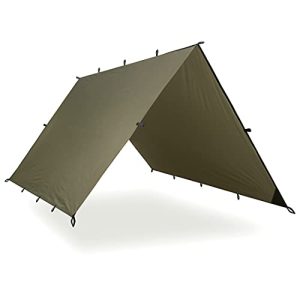 Safari Tarp: 100% Waterproof Lightweight SilNylon Bushcraft Camping Shelter - 10x10 ft (Olive Drab).