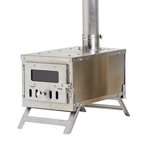 Portable Camping Wood Stove | Backpacking Stove | Compact Tent Wood Burning Stove with Precision Stainless Steel Construction and Chimney Pipe for Tents, Ice Fishing, and Outdoor Adventures.