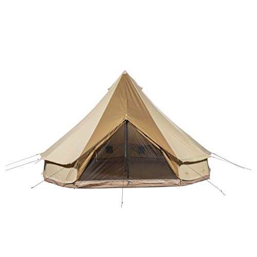 Waterproof 16-Person Family Camping Tent: Sports Sierra 20 Canvas Bell Tent, Brown