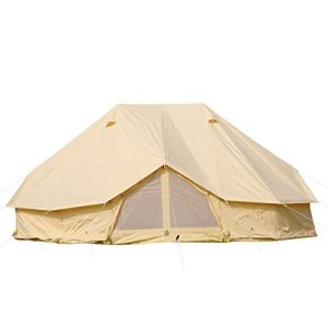 Spacious and Waterproof 6m Luxury Cotton Canvas Bell Tent with 3 Doors, Perfect for Camping, Hiking, and Family Gatherings (Accommodates 8-12 People)